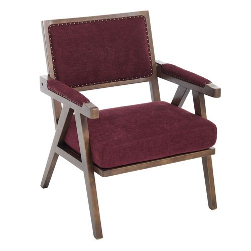 Fauteuil - Style Scandinave 1 Place Avec Accoudoirs Et Assise Confortable En Lin - Rose Rouge