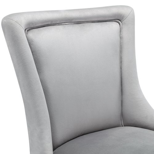 Chaise Salle à Manger Lot De 2 Capitonnées Avec Clous Décoratifs Et Pieds Bois En Velours Gris