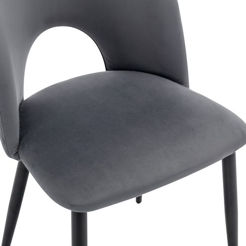 Chaise Salle à Manger Lot De 2 En Velours Gris Avec Dossier Losanges Et Pieds Métalliques Réglables