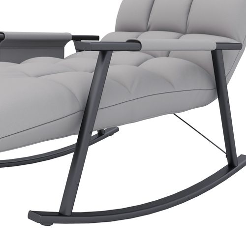 Fauteuil à Bascule Relax Réglable En Tissu Microfibre Gris Avec Repose-pieds Et Poche Latérale