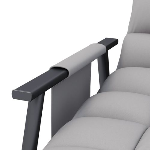 Fauteuil à Bascule Relax Réglable En Tissu Microfibre Gris Avec Repose-pieds Et Poche Latérale