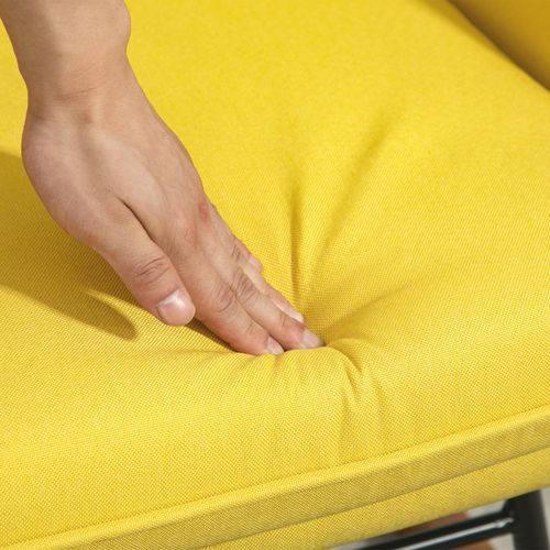 Fauteuil à Bascule En Lin Jaune Avec Repose-pieds Confortable Pour Salon Et Chambre