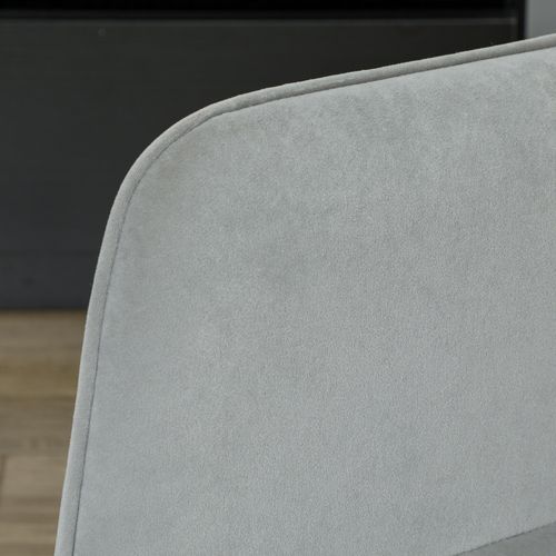 Fauteuil à Bascule En Velours Gris Clair Avec Dossier Capitonné Et Pieds En Bois