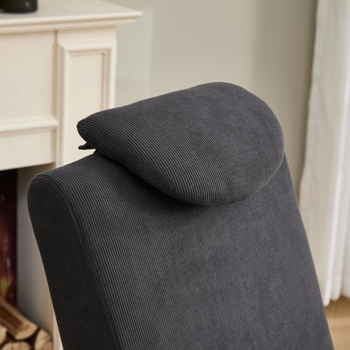 Fauteuil à Bascule, Poche De Rangement, Support De Téléphone, Velours Côtelé, Mousse, Gris