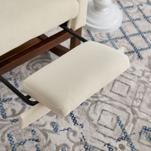 Fauteuil à Bascule, Poche De Rangement, Support De Téléphone, Velours Côtelé, Mousse, Beige