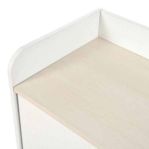 Buffet Moderne 117,5x39,5x79cm, 2 Portes, 3 Tiroirs Avec Séparateurs Réglables, Blanc