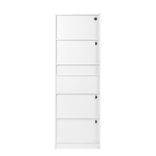 Vitrine Moderne 60x35x180cm Avec LED 16 Couleurs, Avec 4 Portes Vitrées, 1 Tiroir Et 1 Niche, Blanc