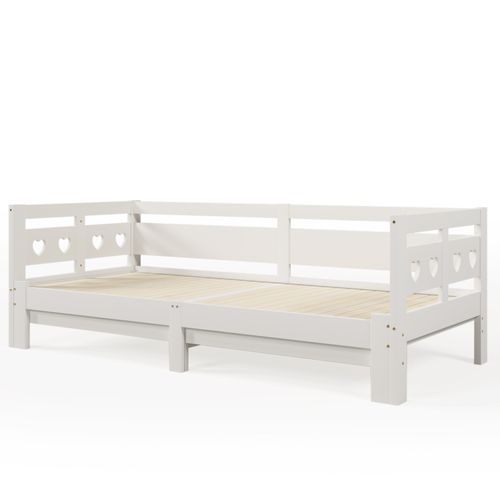 Lit 90x200cm,cadre De Lit Extensible,bois+mdf,blanc