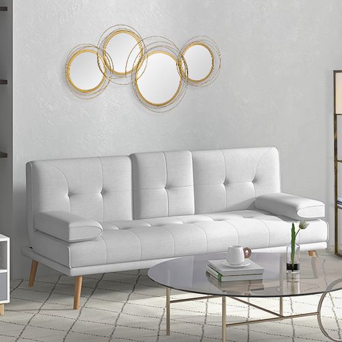 Décoration Murale Miroir Rond Métal Doré 107x56 Cm, Art Mural Moderne Avec Cadre