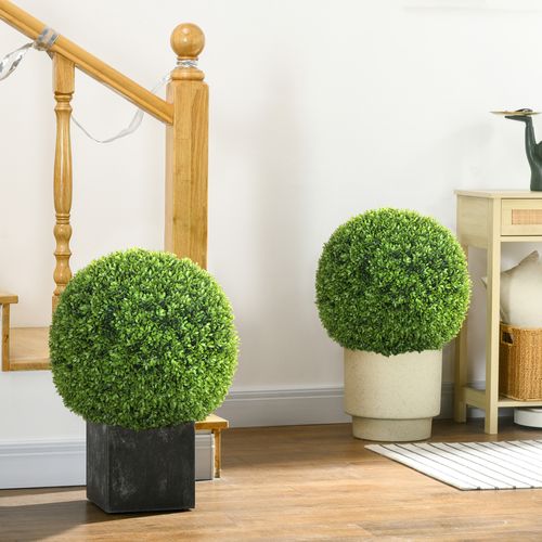 Lot De 2 Plante Artificielle Buis Sphériques 40 Cm Décor Intérieur Et Extérieur