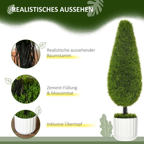 Lot De 2 Plante Artificielle, Arbre Artificiel De Cyprès 90 Cm Avec Pot