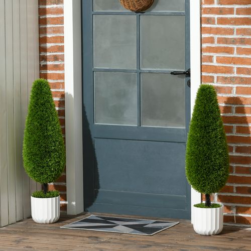 Lot De 2 Plante Artificielle, Arbre Artificiel De Cyprès 90 Cm Avec Pot