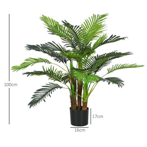 Plante Artificielle Palmier Artificiel 100 Cm Avec 27 Branches, Décoration Intérieure Et Extérieure