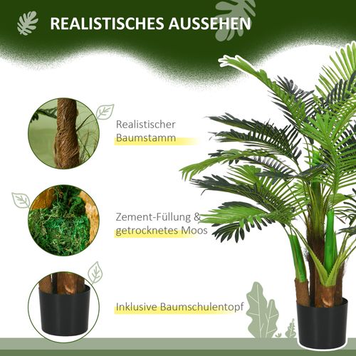 Plante Artificielle Palmier Artificiel 100 Cm Avec 27 Branches, Décoration Intérieure Et Extérieure