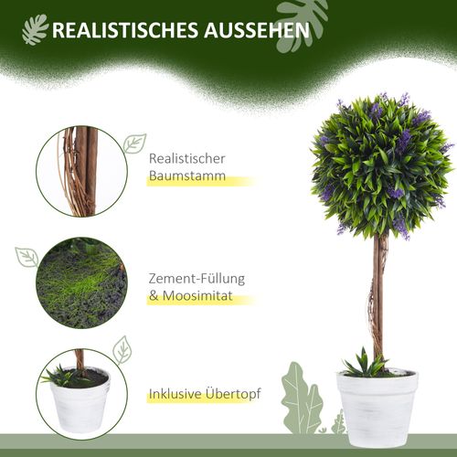Lot De 2 Plante Artificielle Lavande Artificielle 60 Cm Avec Pot Et Mousse Artificielle