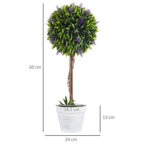 Lot De 2 Plante Artificielle Lavande Artificielle 60 Cm Avec Pot Et Mousse Artificielle