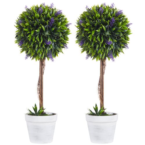 Lot De 2 Plante Artificielle Lavande Artificielle 60 Cm Avec Pot Et Mousse Artificielle