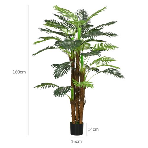 Plante Artificielle Palmier 160 Cm Avec 36 Branches, Décoration Pour Salon Et Bureau
