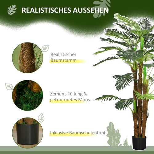 Plante Artificielle Palmier 160 Cm Avec 36 Branches, Décoration Pour Salon Et Bureau