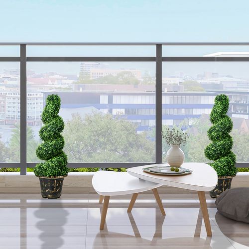 Lot De 2 Plante Artificielle De Buis 90 Cm, Uv Résistant Pour Intérieur Et Extérieur