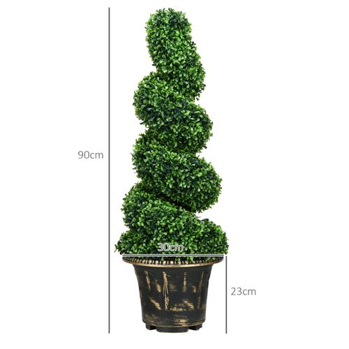 Lot De 2 Plante Artificielle De Buis 90 Cm, Uv Résistant Pour Intérieur Et Extérieur