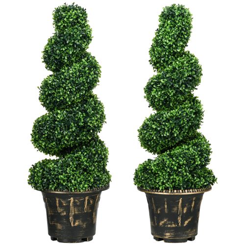 Lot De 2 Plante Artificielle De Buis 90 Cm, Uv Résistant Pour Intérieur Et Extérieur