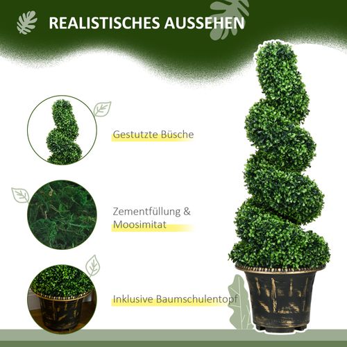 Lot De 2 Plante Artificielle De Buis 90 Cm, Uv Résistant Pour Intérieur Et Extérieur