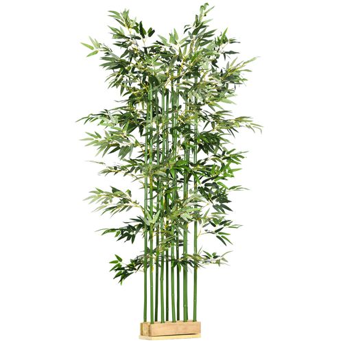 Plante Artificielle Bambou Artificiel 180 Cm Avec Pot En Bois, Décoration Intérieure Et Extérieure