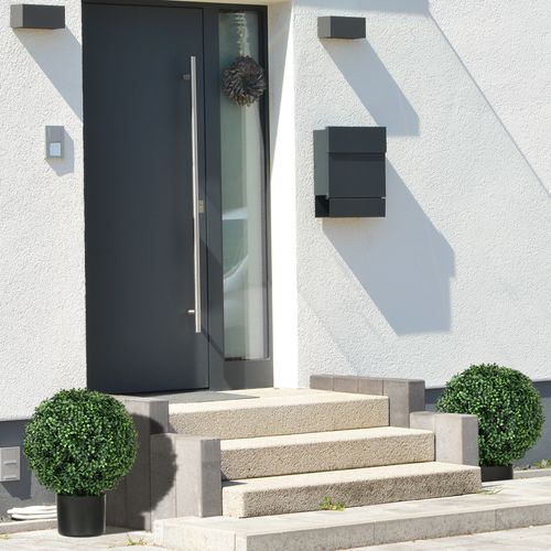Lot De 2 Plante Artificielle Buis Artificiel 52 Cm, Uv Résistant Avec Pot Pour Décoration