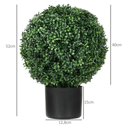 Lot De 2 Plante Artificielle Buis Artificiel 52 Cm, Uv Résistant Avec Pot Pour Décoration