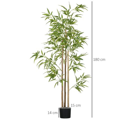 Plante Artificielle Bambou 180 Cm Avec 830 Feuilles, Décorative Pour Intérieur