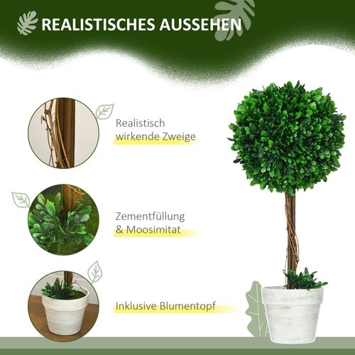 Lot De 2 Plante Artificielle Buis Artificiel 60 Cm, Uv Résistant Avec Pot Pour Salon