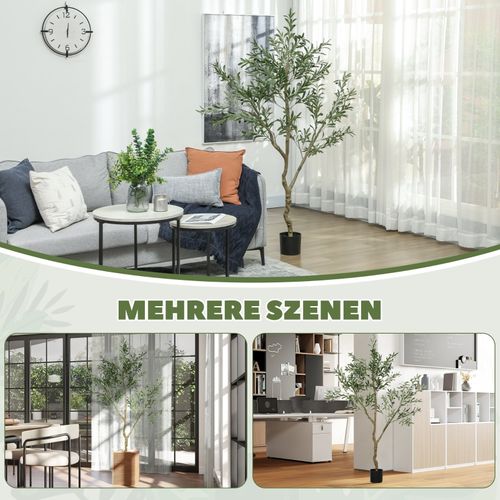 Plante Artificielle, Arbre Olivier Artificiel 180 Cm Avec Pot Et Mousse