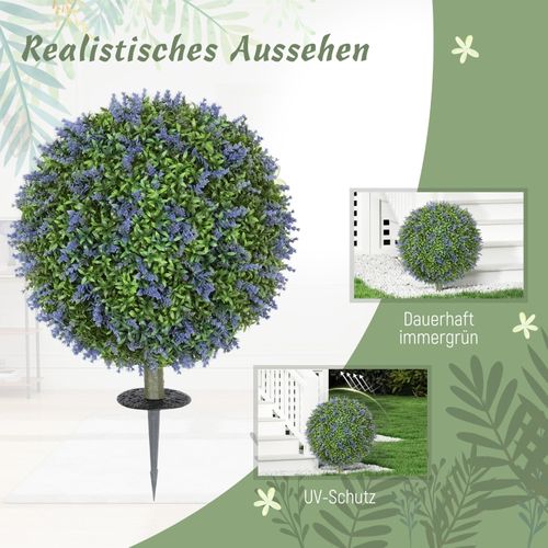 Lot De 2 Plante Artificielle Lavande Artificielle 60 Cm, Uv Résistant