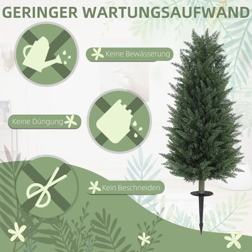 Lot De 2 Plante Artificielle, Arbre De Cyprès 100 Cm Avec Piquets Pour Décoration