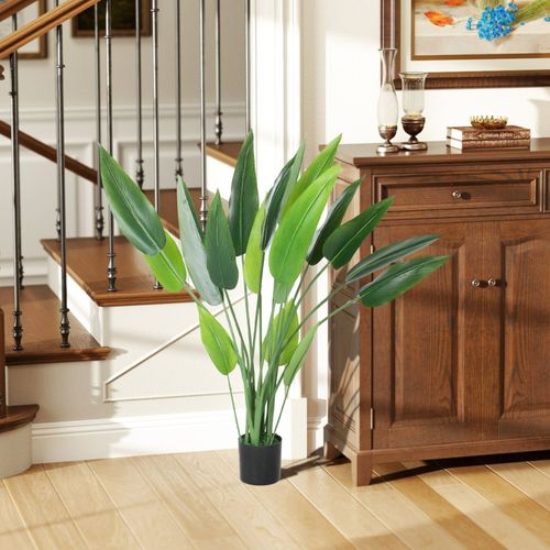 Plante Artificielle Paradisier 110 Cm Avec Pot Et Mousse, Décorative Pour Intérieur