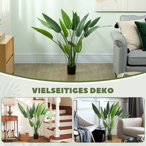 Plante Artificielle Paradisier 110 Cm Avec Pot Et Mousse, Décorative Pour Intérieur