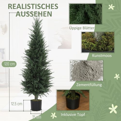 Plante Artificielle Cyprès Artificielle 120 Cm Uv Résistant Avec Pot Pour Intérieur Et Extérieur