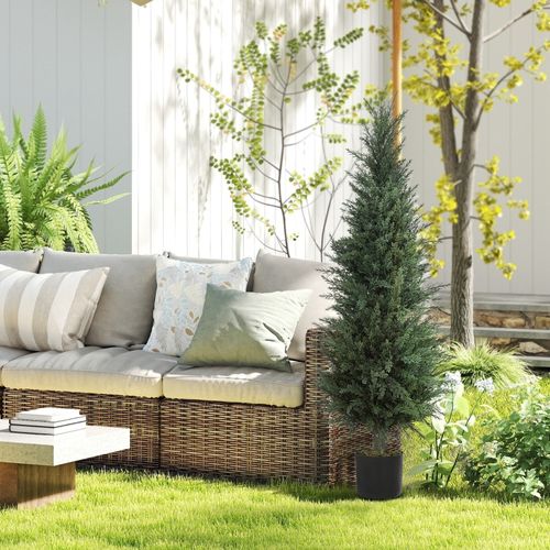 Plante Artificielle Cyprès Artificielle 120 Cm Uv Résistant Avec Pot Pour Intérieur Et Extérieur