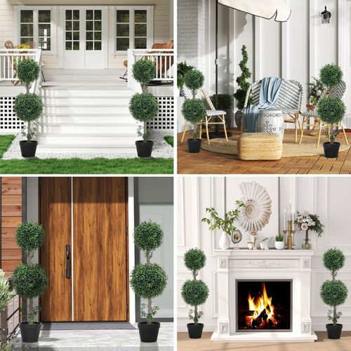 Lot De 2 Plante Artificielle Buis, Uv Résistant Avec Pot Pour Salon Et Jardin