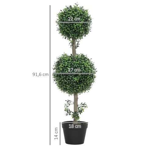 Lot De 2 Plante Artificielle Buis, Uv Résistant Avec Pot Pour Salon Et Jardin