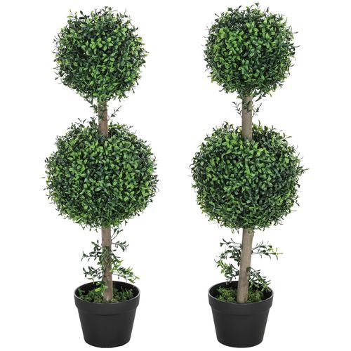Lot De 2 Plante Artificielle Buis, Uv Résistant Avec Pot Pour Salon Et Jardin