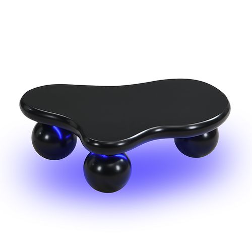 Table Basse Moderne En Forme De Nuage 95 X 62,5 X 32 Cm, Avec Éclairage LED, Pieds Ronds, Noir
