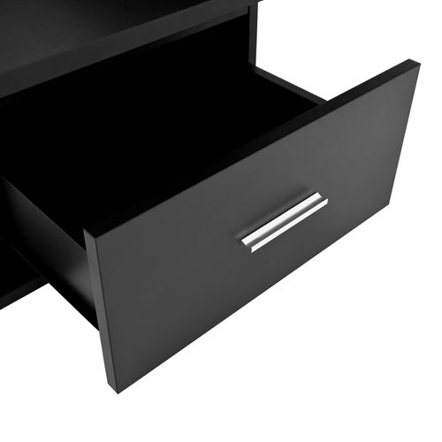 Table Basse Relevable Multifonctionnelle Haute Brillance 78x78x45,5 Cm, Avec LED, 1 Tiroir, Noir