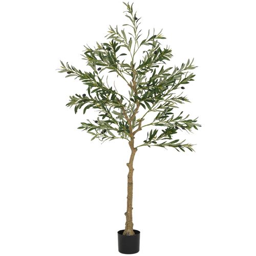 Plante Artificielle Arbre Olivier 150 Cm Avec 720 Feuilles Et 40 Olives, Décorative