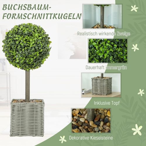 Lot De 2 Plantes D'arbre Artificielles , Uv Résistant Avec Pot Pour Intérieur Et Extérieur
