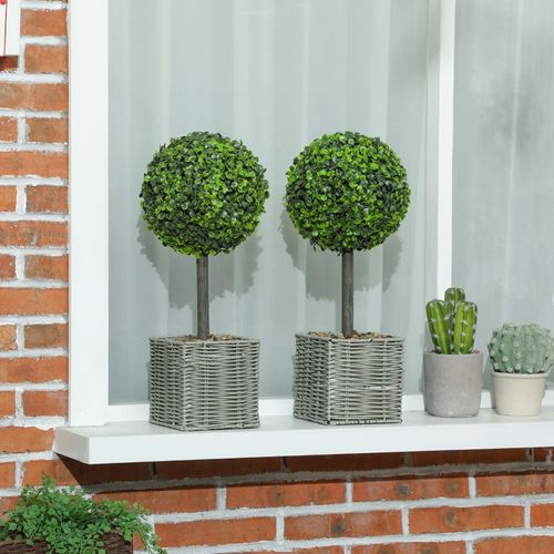 Lot De 2 Plantes D'arbre Artificielles , Uv Résistant Avec Pot Pour Intérieur Et Extérieur