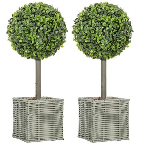 Lot De 2 Plantes D'arbre Artificielles , Uv Résistant Avec Pot Pour Intérieur Et Extérieur