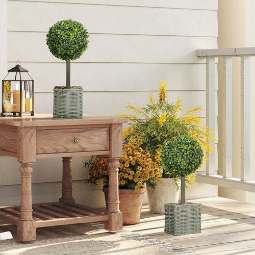 Lot De 2 Plantes D'arbre Artificielles , Uv Résistant Avec Pot Pour Intérieur Et Extérieur