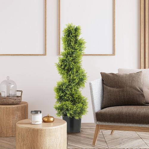 Plante Artificielle Cyprès Artificielle 90 Cm En Spirale Avec Pot Pour Décoration